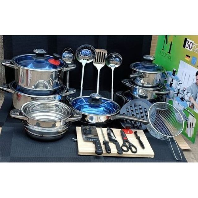 Marwa 30 Pieces Stainless Steel Cookware Set